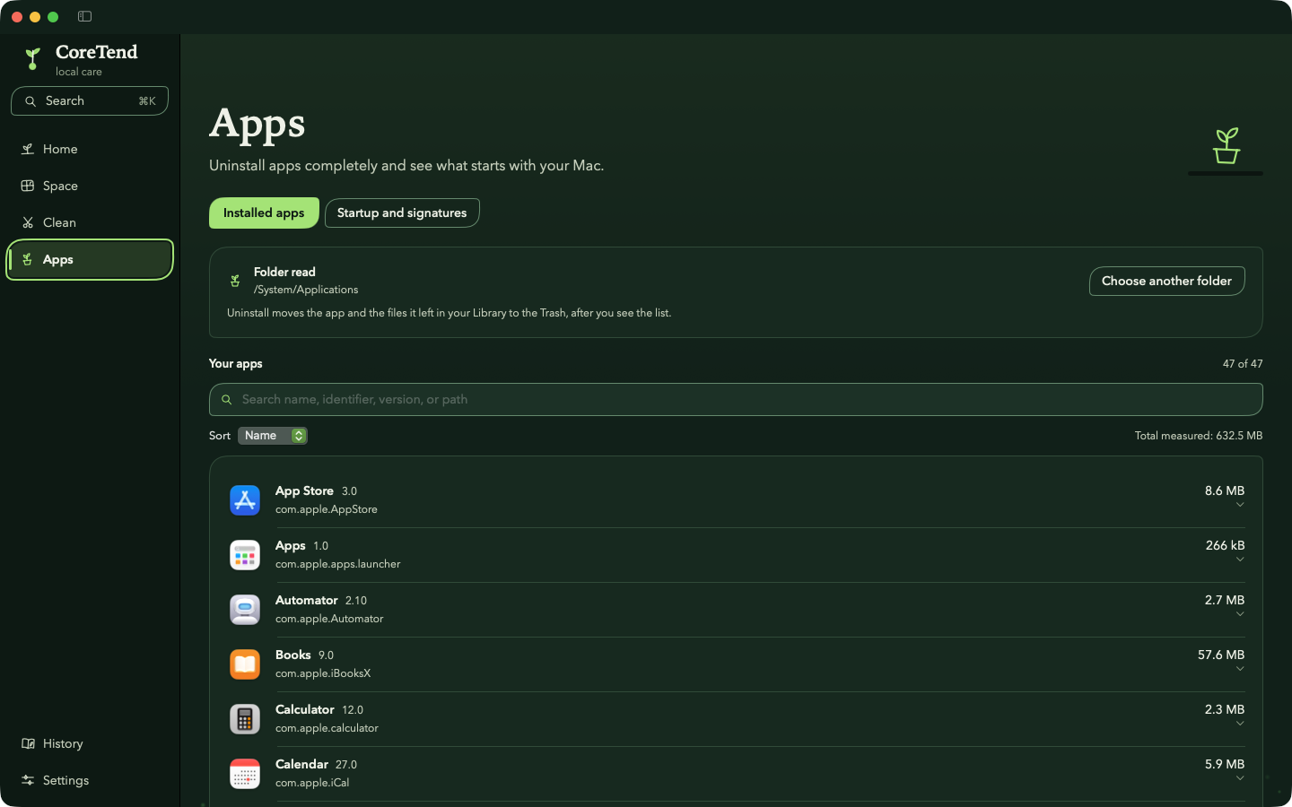 CoreTend — Apps — Uninstall completely